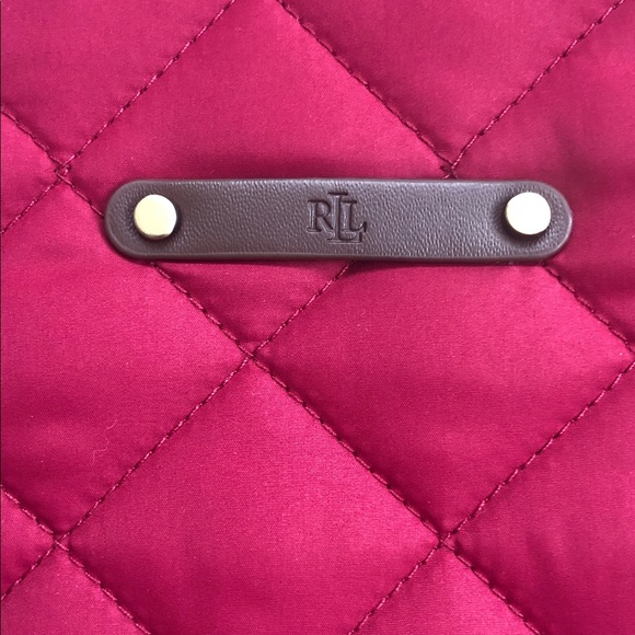 LAUREN RALPH LAUREN Burgundy Quilted Jacket faux Sherpa collar Size M - Picture 6 of 9